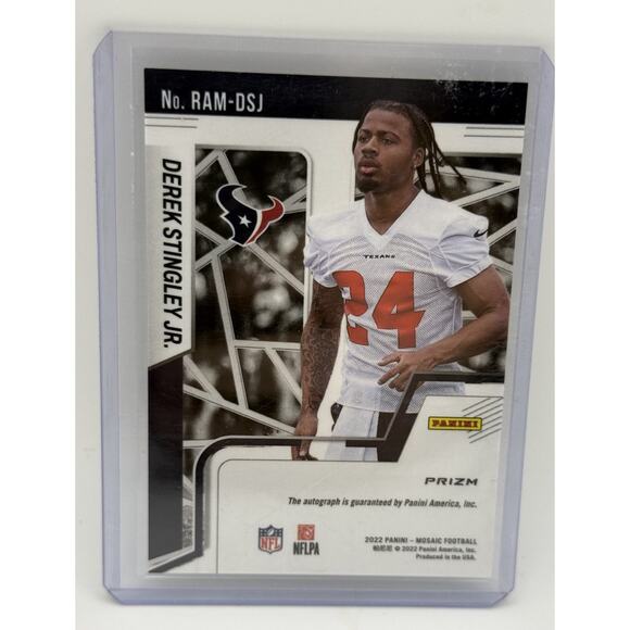 2022 Panini Mosaic Derek Stingley Jr ROOKIE Auto SILVER Parallel TEXANS - Picture 3 of 3